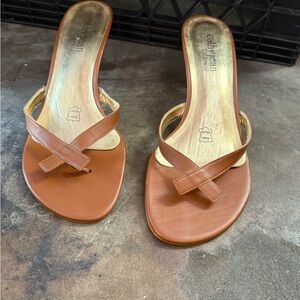 Cathy Jean Brown Leather Heeled Sandals – Size 9.5